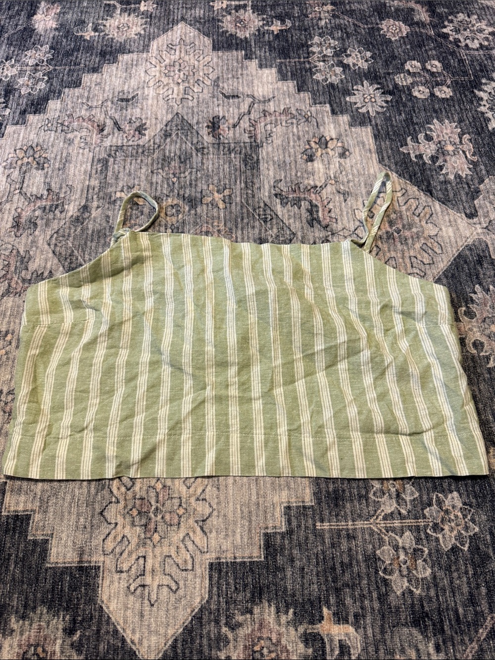 Cotton On Light Green and White Striped Tie-Strap Tank